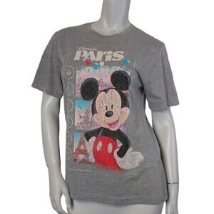 Disneyland Paris SZ Medium Tee T Shirt Distressed Mickey Mouse Grey